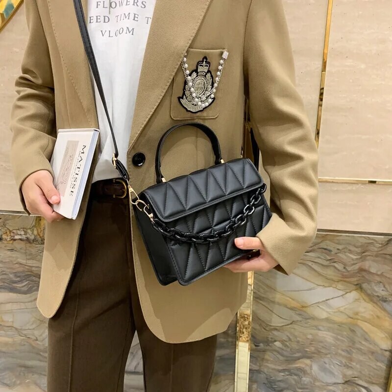 Kvadratinės Plaid Mažos Rankinės Crossbody Krepšiai Moterims, Grandininis pečių krepšys Kelionėms