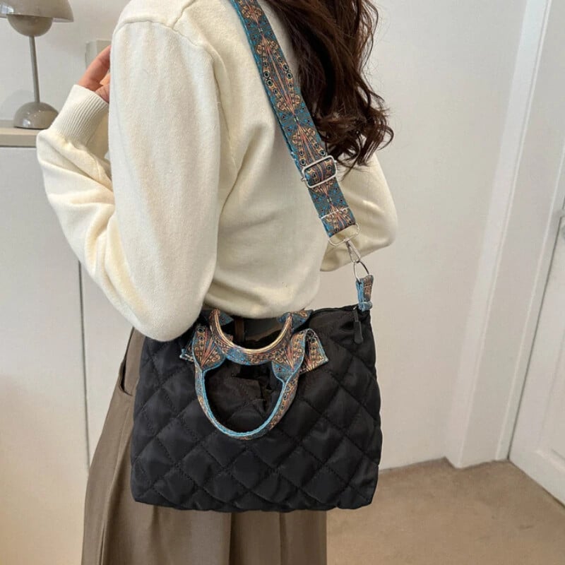 Ženska široka ručna torba na remen jesen/zima Rhombus Svemirska pamučna torba velikog kapaciteta Torba za sve vrste kupnje