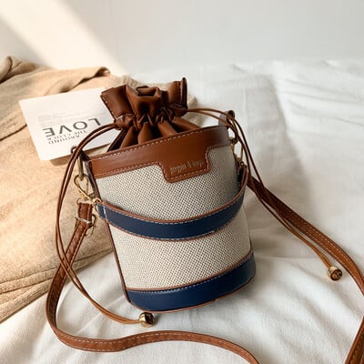 Női válltáskák hengeres PU bőr vödör Crossbody táska alkalmi húzózsinóros kézitáskák pénztárca utazási vásárláshoz