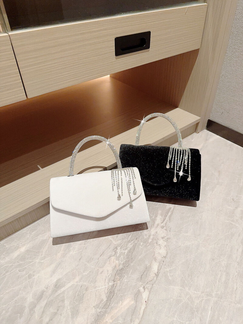 Doamnă Toamnă Iarnă Vintage catifea clapă geantă de seară rochie ciucuri geantă banchet geantă bal de absolvire geanta de petrecere geantă cu lanț geanta mireasa geantă cocktail