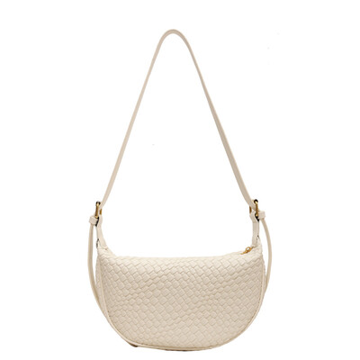 Dámska denná kabelka cez rameno, tkanie, jednoduchá, nový mesiac, dámska jednofarebná módna crossbody kabelka, voľnočasová kabelka, taška na dochádzanie