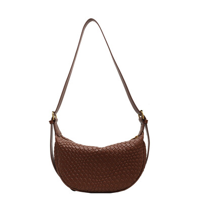 Dámska denná kabelka cez rameno, tkanie, jednoduchá, nový mesiac, dámska jednofarebná módna crossbody kabelka, voľnočasová kabelka, taška na dochádzanie