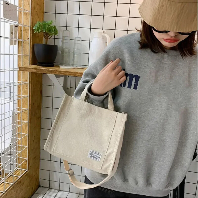 Dámska menčestrová kabelka na zips cez rameno, retro umelecká bavlnená plátenná kabelka, ležérna tote, dámska eko crossbody kabelka, vintage tašky cez rameno
