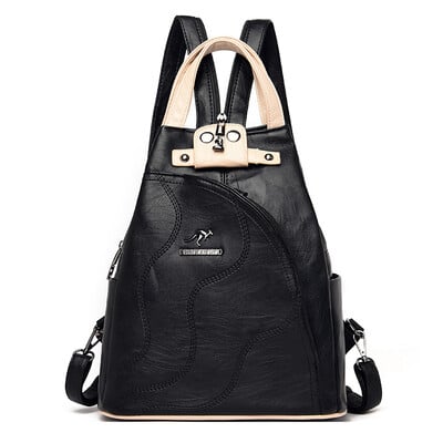Nový vysoko kvalitný dámsky kožený vintage batoh na knihy s veľkou kapacitou, módna školská taška, dámska taška cez rameno Mochila.