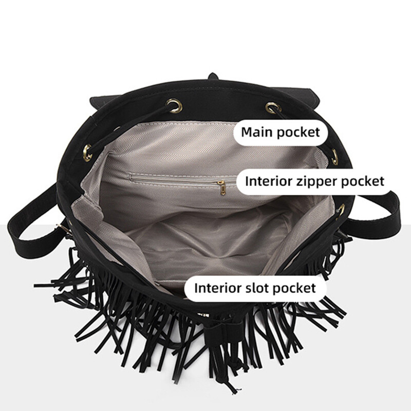 Dámsky vintage semišový kožený batoh, retro strapcový PU ruksak so šnúrkou, dievčenský hnedý cestovný batoh, dámska Mochila XA811H