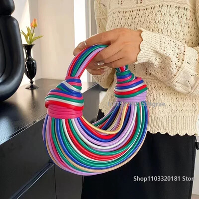 Aukštos klasės auksinis krepšys moteriškas rankinės mados dizainerio sidabrinis rankomis austas kryžminio kūno krepšys Prabangus nišos dizainerio pečių krepšys Naujas 2024 m.