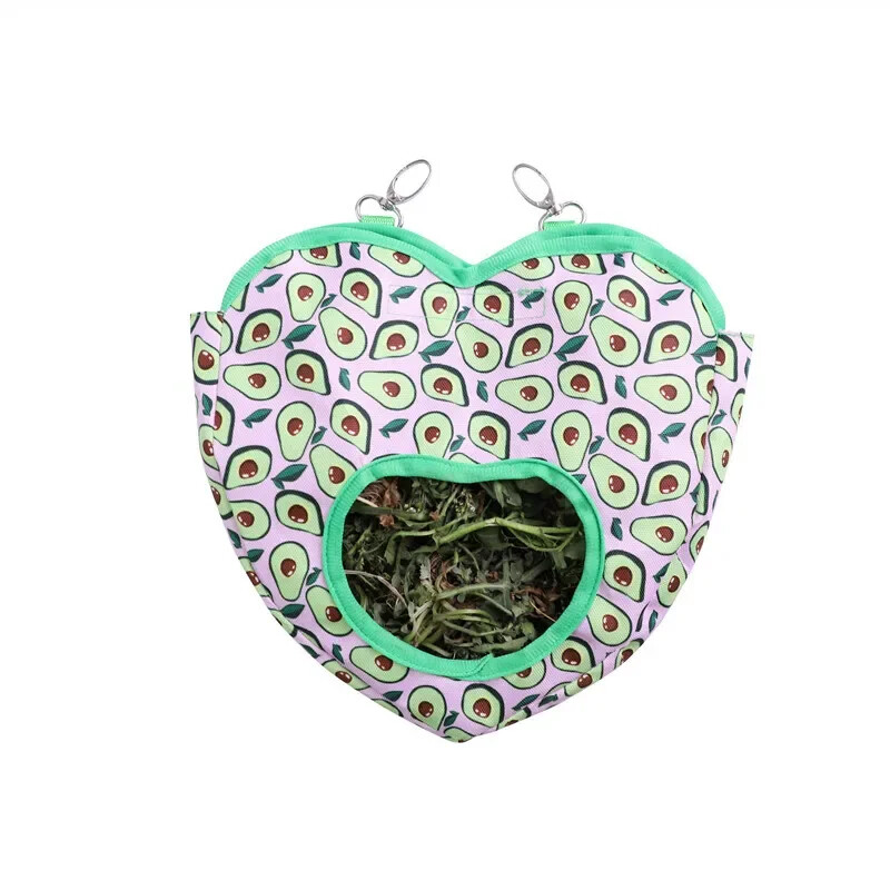 Sirds formas siena maisiņa piekarināmais maisiņš Mazo dzīvnieku barotavas turētājs Klasisks trušu barošanas maiss Jūrascūciņas šinšillu piekarināms siena maisiņš