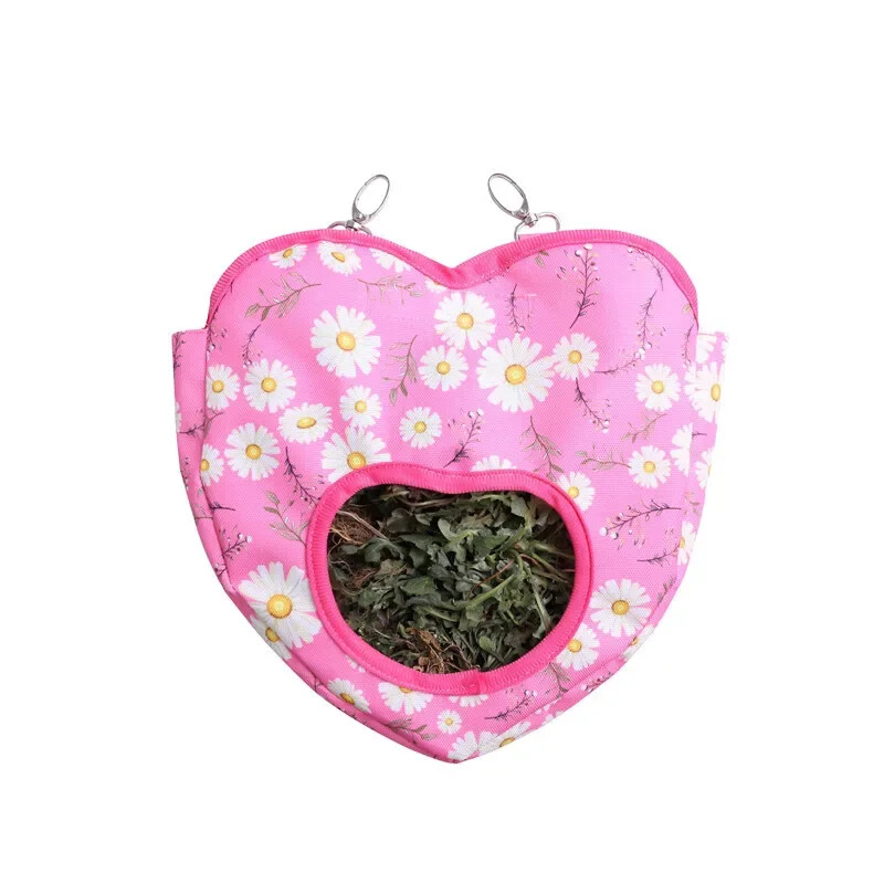 Sirds formas siena maisiņa piekarināmais maisiņš Mazo dzīvnieku barotavas turētājs Klasisks trušu barošanas maiss Jūrascūciņas šinšillu piekarināms siena maisiņš