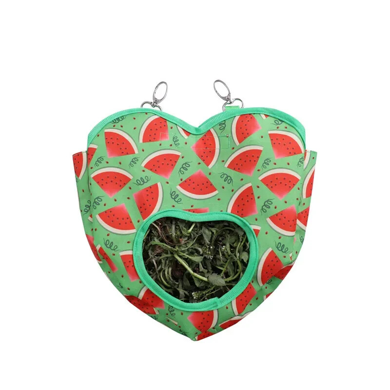 Sirds formas siena maisiņa piekarināmais maisiņš Mazo dzīvnieku barotavas turētājs Klasisks trušu barošanas maiss Jūrascūciņas šinšillu piekarināms siena maisiņš