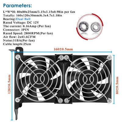 Gdstime 80MM 90MM universalus stalinis kompiuteris VGA aušintuvas Partner itin tylus korpusas PCI vaizdo plokštės dvigubas ir trigubas ventiliatorius