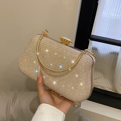 Luxus High Design női estélyi táska márka parti bankett csillogó táska hölgyeknek Esküvői Clutch kézitáska Válltáska lánc Bolsas