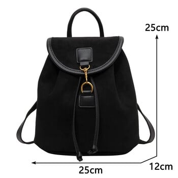 Vintage Velvet Backpack Women 2024 Fashion Casual Backpack Παντός αγώνα Φορητή τσάντα κουβά για κορίτσια Σχολική τσάντα μεγάλης χωρητικότητας