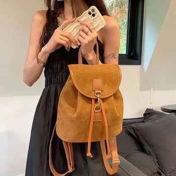 Vintage Velvet Backpack Women 2024 Fashion Casual Backpack Παντός αγώνα Φορητή τσάντα κουβά για κορίτσια Σχολική τσάντα μεγάλης χωρητικότητας