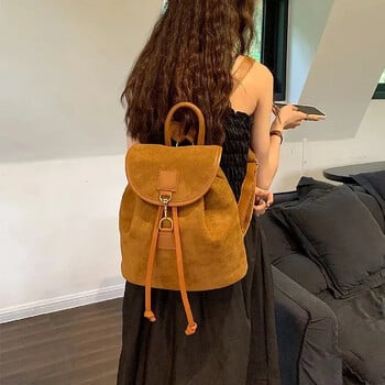 Vintage Velvet Backpack Women 2024 Fashion Casual Backpack Παντός αγώνα Φορητή τσάντα κουβά για κορίτσια Σχολική τσάντα μεγάλης χωρητικότητας