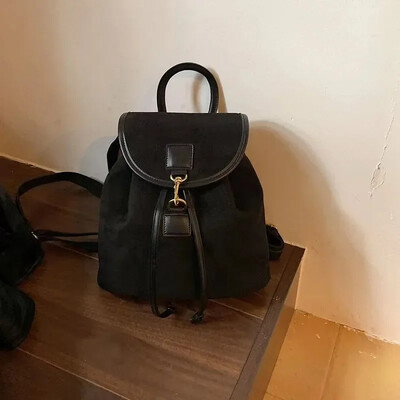 Vintage Velvet Backpack Women 2024 Fashion Casual Backpack Παντός αγώνα Φορητή τσάντα κουβά για κορίτσια Σχολική τσάντα μεγάλης χωρητικότητας