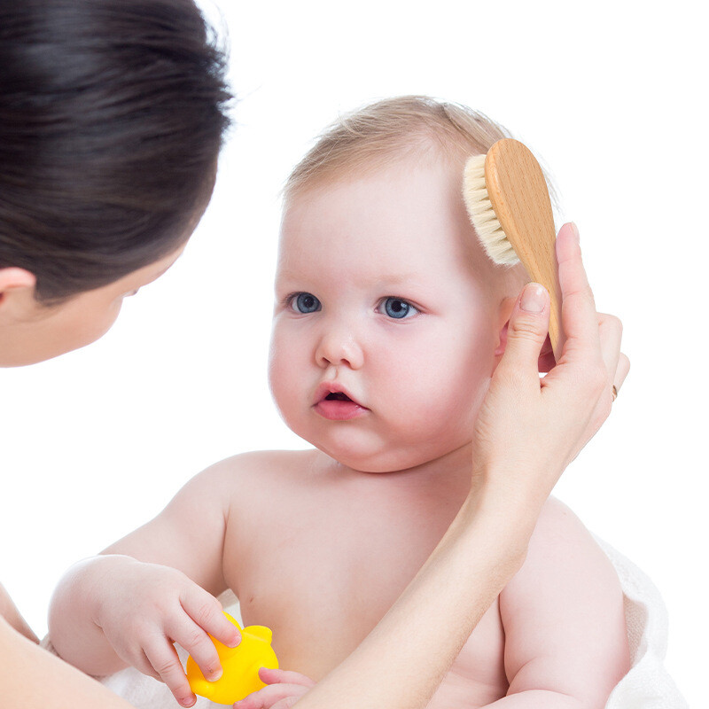 Újszülött baba gyapjú baba fakefe fésű újszülött hajkefe csecsemő fejmasszírozó hordozható baba fésű haj fürdőkefe fésű új