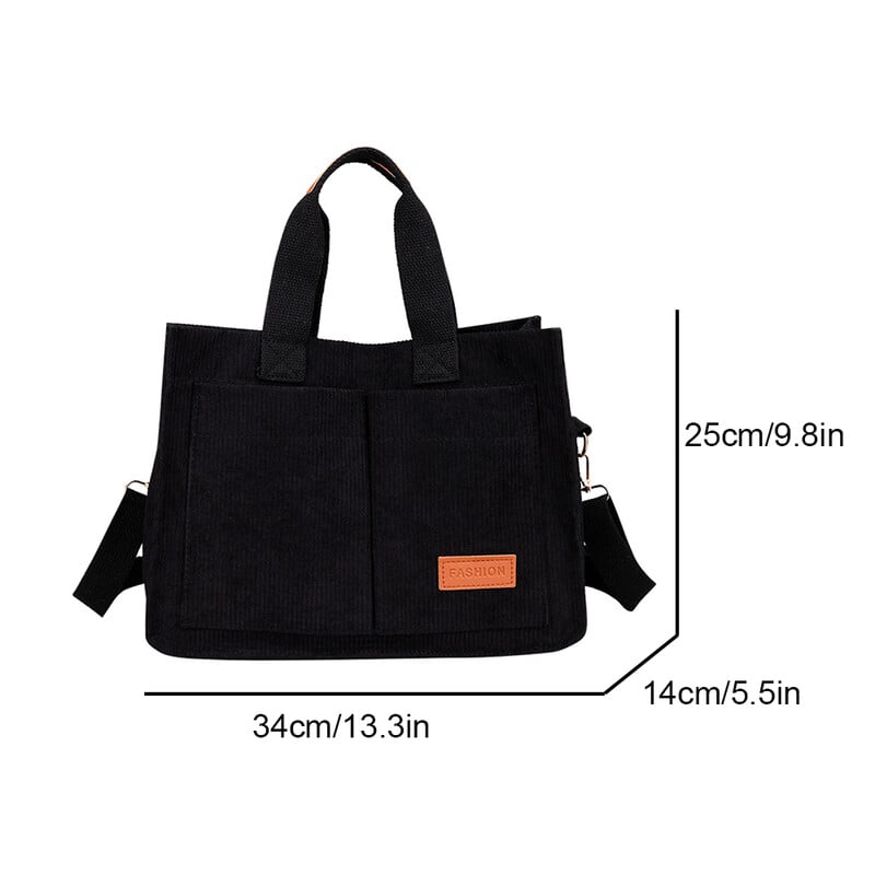 Módna dámska ležérna kabelka, manšestrová taška, taška cez rameno s ozdobou na písmená, crossbody kabelka s viacerými vreckami