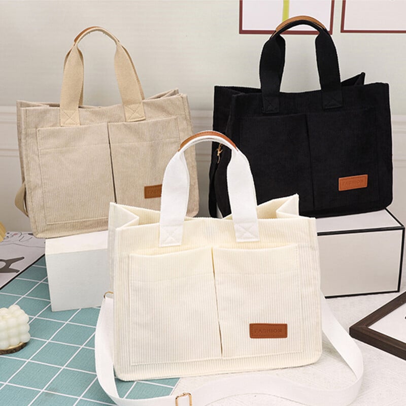 Módna dámska ležérna kabelka, manšestrová taška, taška cez rameno s ozdobou na písmená, crossbody kabelka s viacerými vreckami