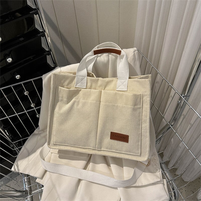 Módna dámska ležérna kabelka, manšestrová taška, taška cez rameno s ozdobou na písmená, crossbody kabelka s viacerými vreckami