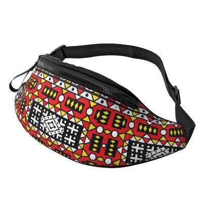 Színes afrikai törzsi mintás Fanny Pack férfiaknak Női Afrika Ankara Nyomtatás Crossbody deréktáska Utazós telefon pénzes tasak
