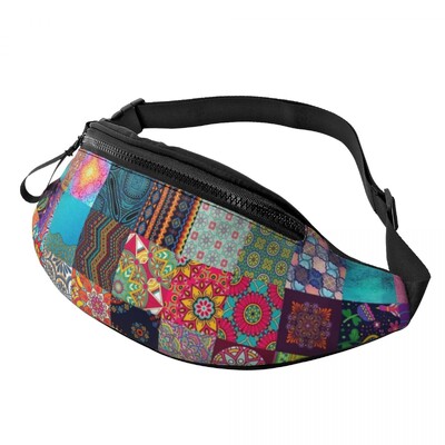 Színes afrikai törzsi mintás Fanny Pack férfiaknak Női Afrika Ankara Nyomtatás Crossbody deréktáska Utazós telefon pénzes tasak