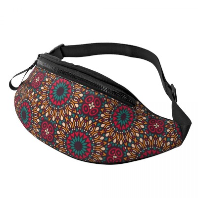 Színes afrikai törzsi mintás Fanny Pack férfiaknak Női Afrika Ankara Nyomtatás Crossbody deréktáska Utazós telefon pénzes tasak