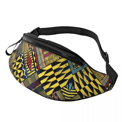 Színes afrikai törzsi mintás Fanny Pack férfiaknak Női Afrika Ankara Nyomtatás Crossbody deréktáska Utazós telefon pénzes tasak