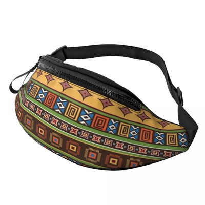 Színes afrikai törzsi mintás Fanny Pack férfiaknak Női Afrika Ankara Nyomtatás Crossbody deréktáska Utazós telefon pénzes tasak