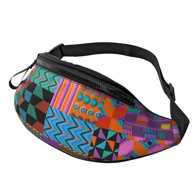 Színes afrikai törzsi mintás Fanny Pack férfiaknak Női Afrika Ankara Nyomtatás Crossbody deréktáska Utazós telefon pénzes tasak