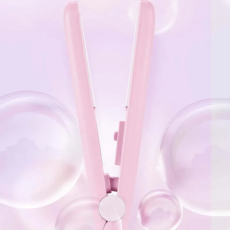 Mini matu taisnotājs starpliktuve Mazs barošanas spraudnis lokošanai taisni mati meitenēm Air Bangs pārnēsājams matu taisnotājs