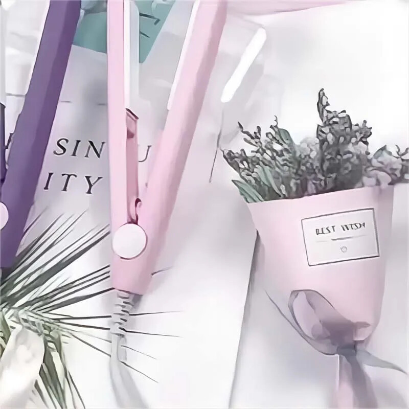 Mini matu taisnotājs starpliktuve Mazs barošanas spraudnis lokošanai taisni mati meitenēm Air Bangs pārnēsājams matu taisnotājs