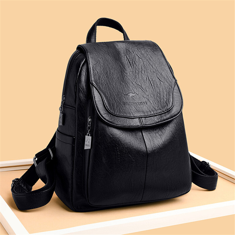 Dámske kvalitné kožené batohy pre dievčatá Sac A Dos Casual Daybath Čierny vintage batoh Školské tašky pre dievčatá Mochila Rucksack