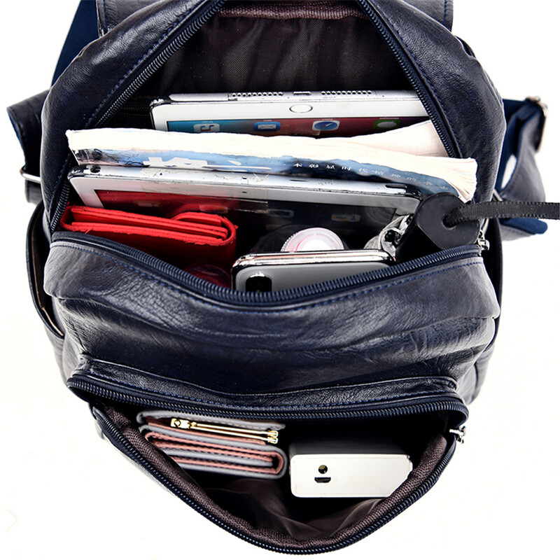 Dámske kvalitné kožené batohy pre dievčatá Sac A Dos Casual Daybath Čierny vintage batoh Školské tašky pre dievčatá Mochila Rucksack