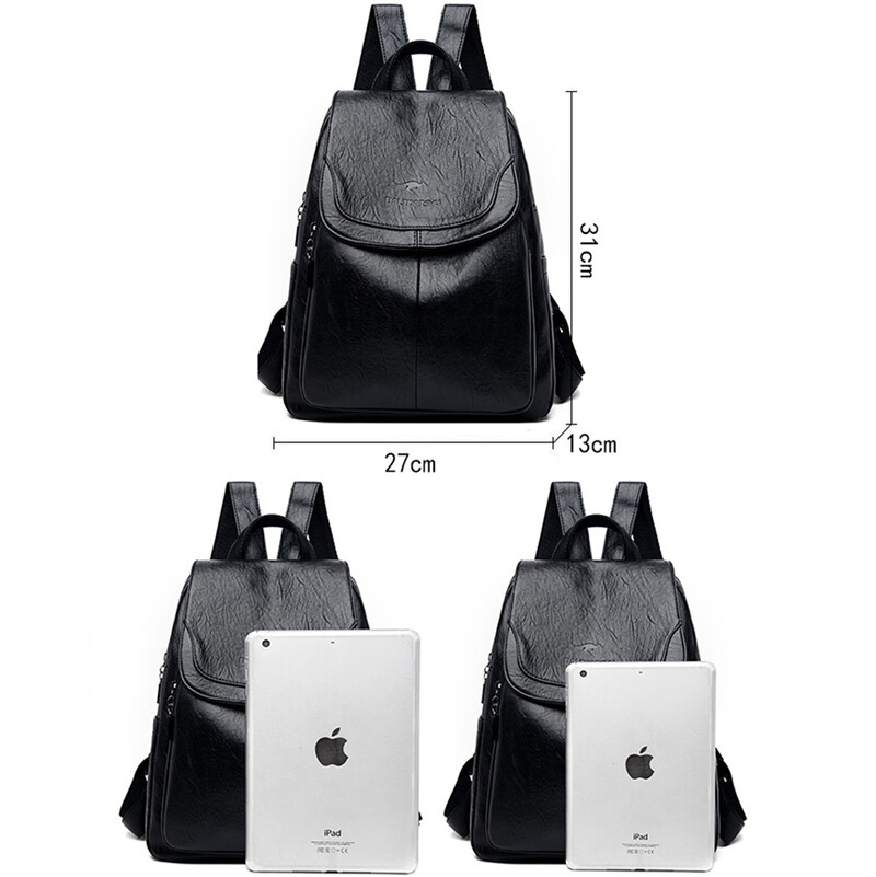 Dámske kvalitné kožené batohy pre dievčatá Sac A Dos Casual Daybath Čierny vintage batoh Školské tašky pre dievčatá Mochila Rucksack