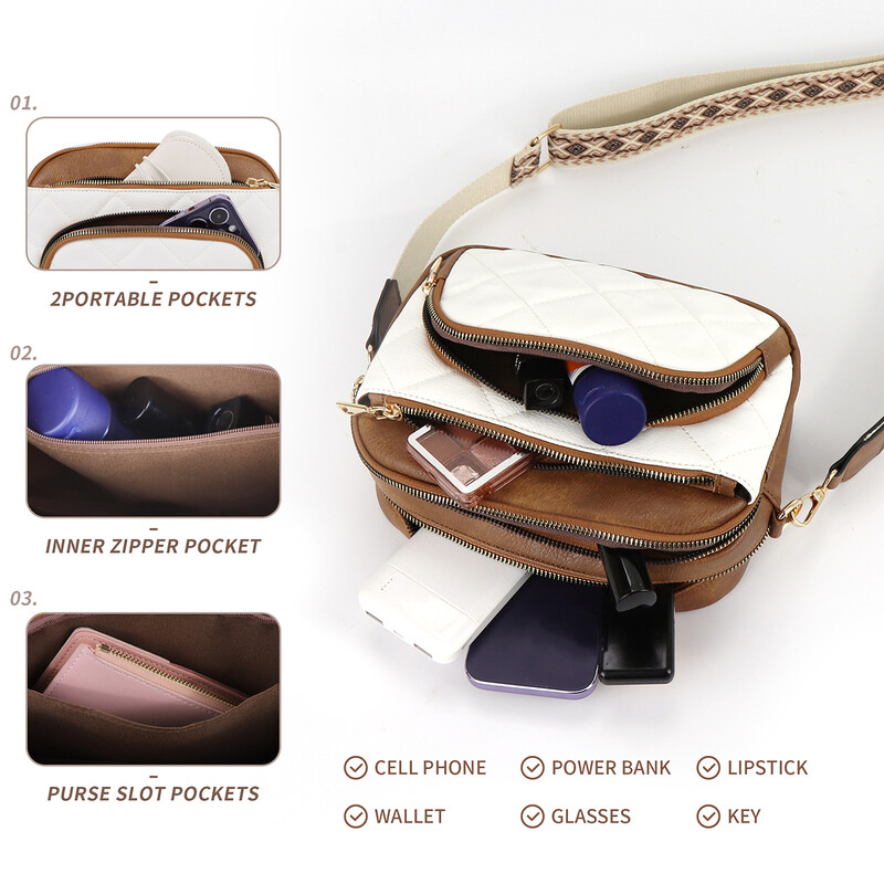 Dámska ležérna kabelka cez rameno z umelej kože, široký popruh, crossbody kabelky, štvorcové dizajnérske dámske kabelky cez rameno