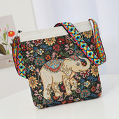 Női hímzett elefánt nylon Crossbody táska nagy kapacitású női kézitáska pénztárca Női alkalmi tervező utazó válltáska