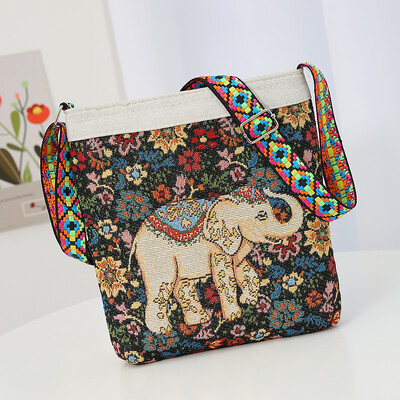Női hímzett elefánt nylon Crossbody táska nagy kapacitású női kézitáska pénztárca Női alkalmi tervező utazó válltáska