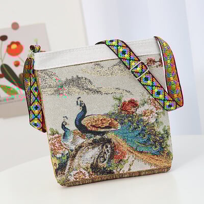 Női hímzett elefánt nylon Crossbody táska nagy kapacitású női kézitáska pénztárca Női alkalmi tervező utazó válltáska