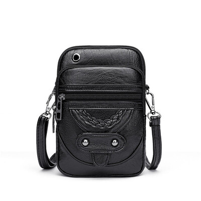 Retro ženska ručna torba Mekana kožna torbica na rame Messenger torba za mobitel Torba preko ramena Višenamjenska četvrtasta torba Torbica za kupovinu Bolsa