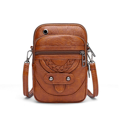 Retro ženska ručna torba Mekana kožna torbica na rame Messenger torba za mobitel Torba preko ramena Višenamjenska četvrtasta torba Torbica za kupovinu Bolsa