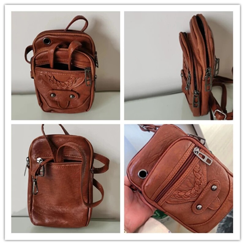 Retro ženska ručna torba Mekana kožna torbica na rame Messenger torba za mobitel Torba preko ramena Višenamjenska četvrtasta torba Torbica za kupovinu Bolsa