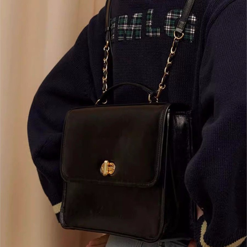 JIAERDI Vintage Fekete hátizsákok Női Preppy Style Chain Pu Bőr Mini Hátizsák Női Harajuku Retro Mochila Bolsos Esztétikus