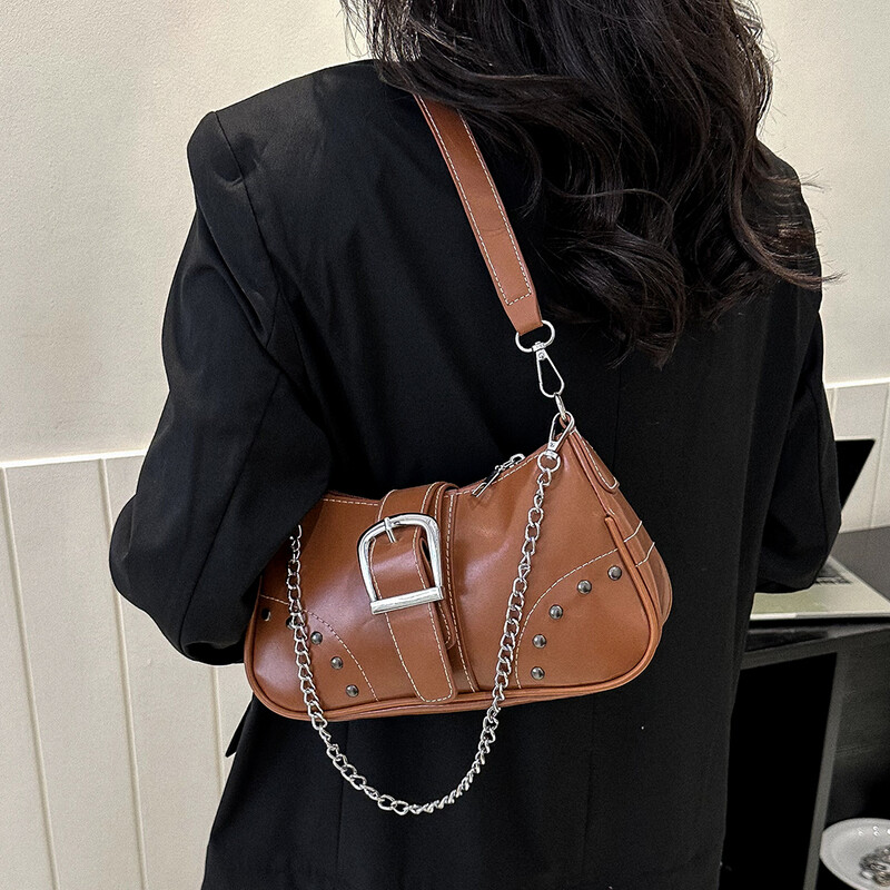 Dámske kabelky Y2K Cool Style Chain Bag, vysoko kvalitné dámske kabelky do podpazušia, módne jednofarebné totes, dámska francúzska taška