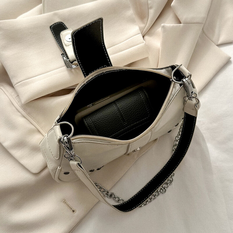 Dámske kabelky Y2K Cool Style Chain Bag, vysoko kvalitné dámske kabelky do podpazušia, módne jednofarebné totes, dámska francúzska taška