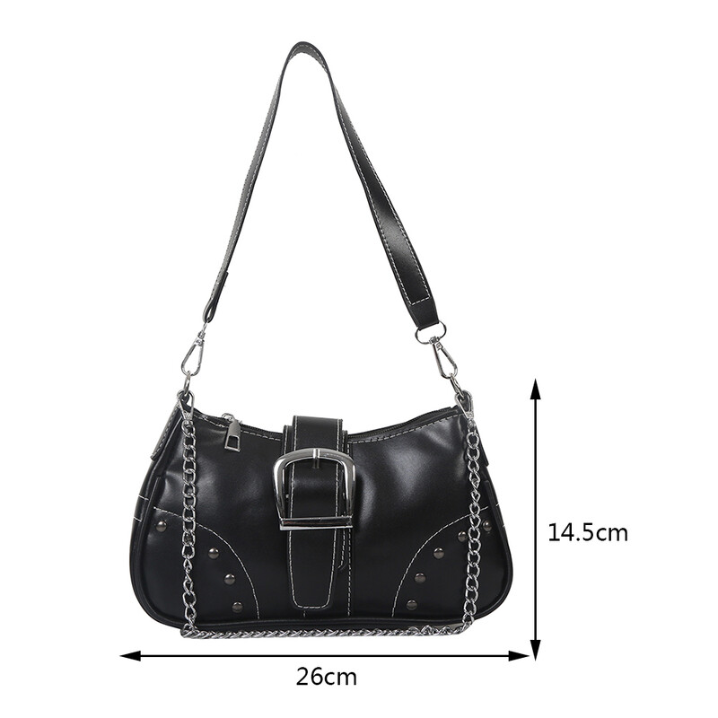 Dámske kabelky Y2K Cool Style Chain Bag, vysoko kvalitné dámske kabelky do podpazušia, módne jednofarebné totes, dámska francúzska taška