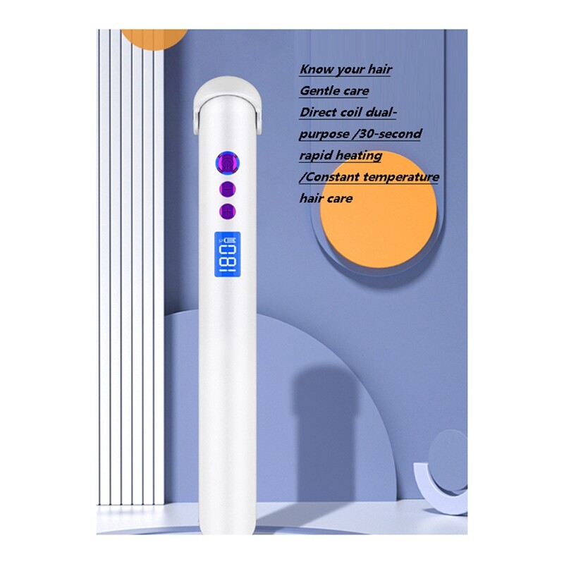 Placă de îndreptat și ondulator de păr, reîncărcabilă prin USB, cu Power Bank Baghetă plată de călătorie pentru îndreptarea fără fir