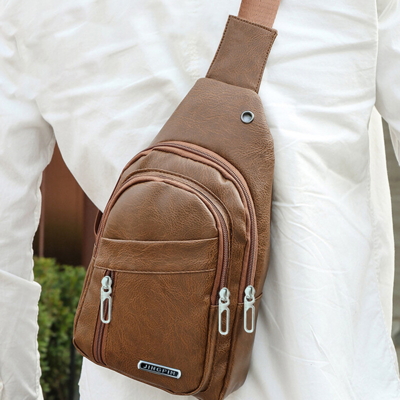 Nová kožená náprsná taška pre mužov cestovná crossbody taška pre mužov business čierna náprsná taška ležérna taška cez rameno mužská taška cez rameno
