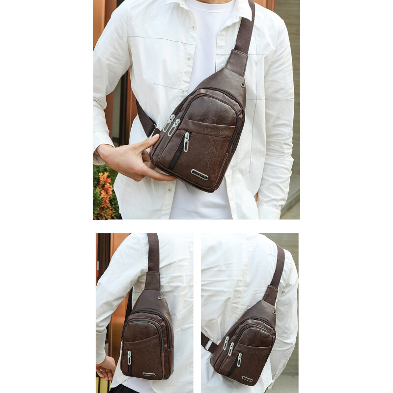 Nová kožená náprsná taška pre mužov cestovná crossbody taška pre mužov business čierna náprsná taška ležérna taška cez rameno mužská taška cez rameno