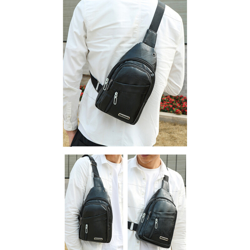 Nová kožená náprsná taška pre mužov cestovná crossbody taška pre mužov business čierna náprsná taška ležérna taška cez rameno mužská taška cez rameno