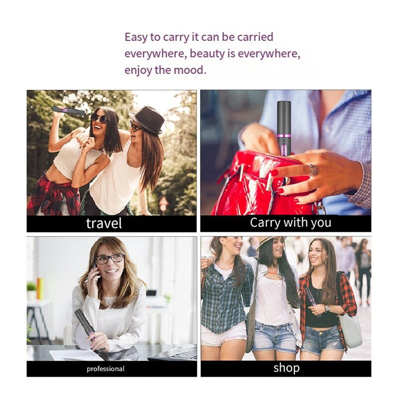 Bežična pegla za kosu, glačalo 2 u 1, prijenosno s USB-C punjivom baterijom od 5000 Mah, keramička ploča jednostavna za korištenje, siva